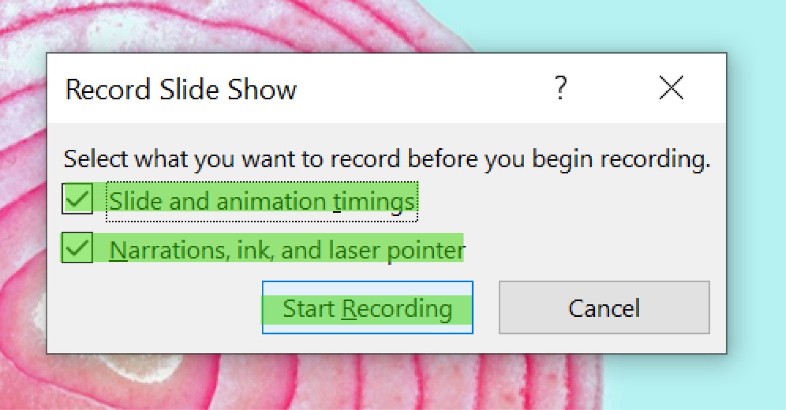 Record Slide Show Instructions